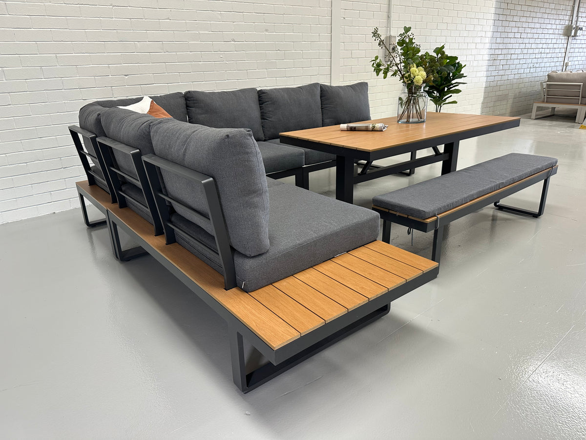 Theodore - 6 Seater Outdoor Dining Modular |Black