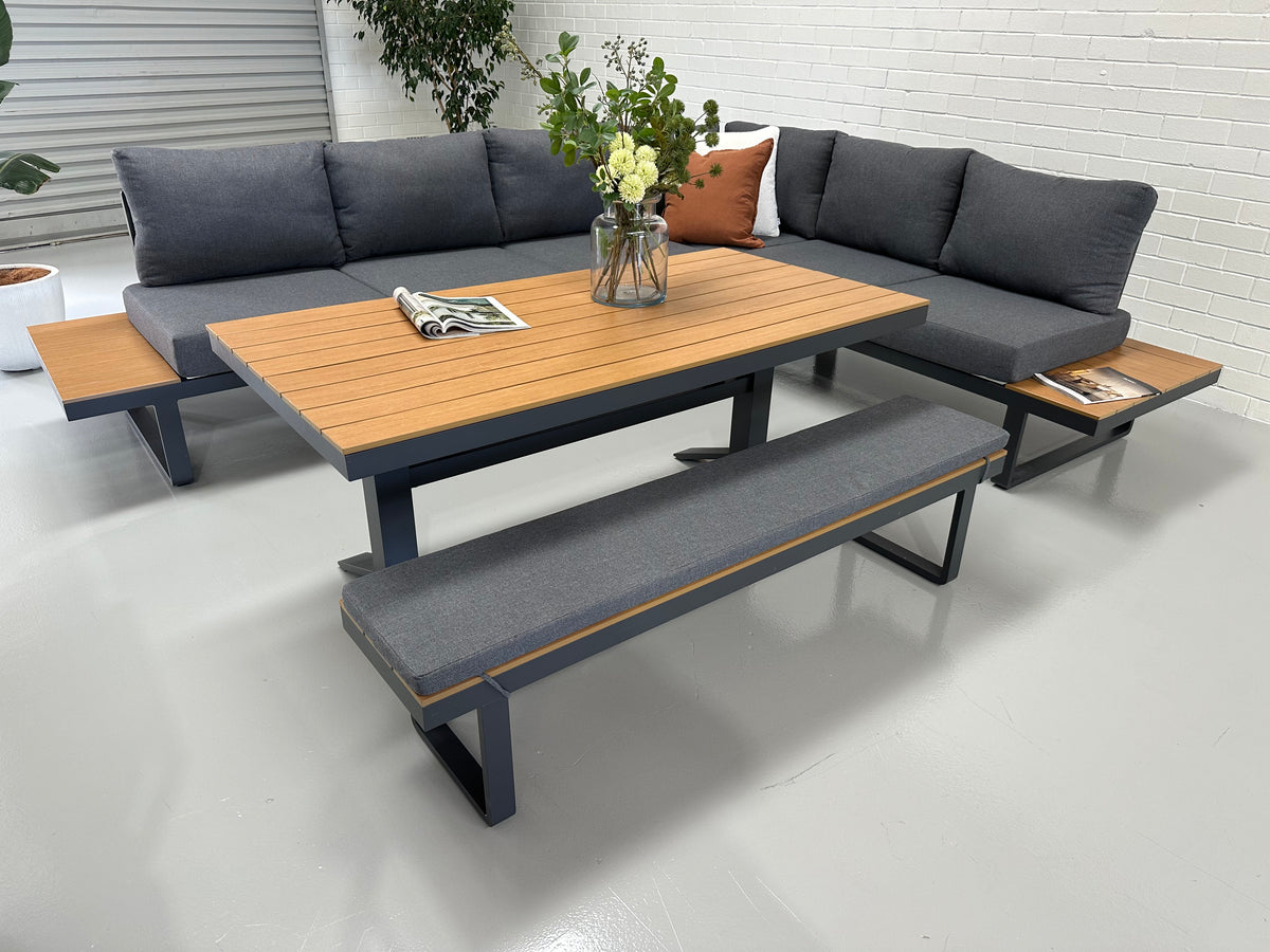 Theodore - 6 Seater Outdoor Dining Modular |Black
