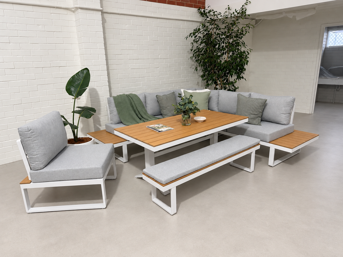 Theodore - 6 Seater Outdoor Dining Modular | Warm white