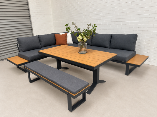 Theodore - 6 Seater Outdoor Dining Modular | Grey