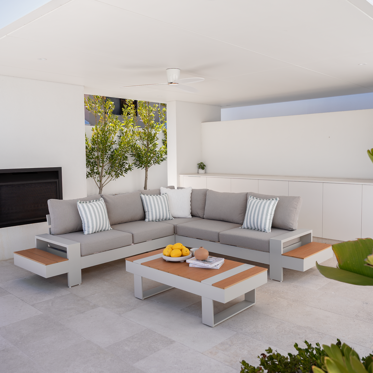 Lucian Aluminium & Polywood Outdoor Sofa Set White