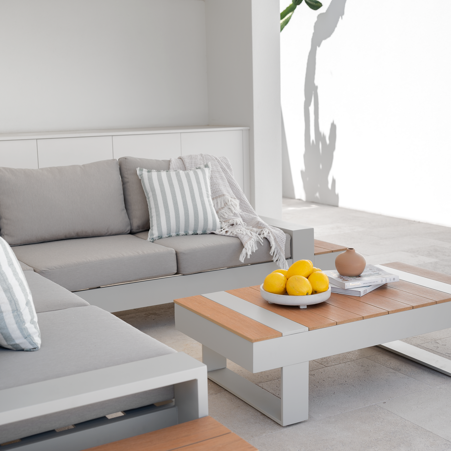 Lucian Aluminium & Polywood Outdoor Sofa Set White