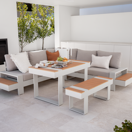 Lucian Outdoor Dining Lounge White