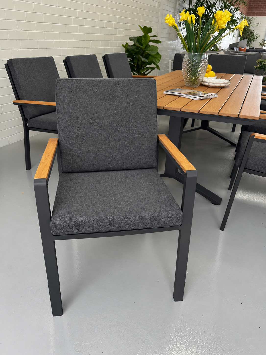 Theodore 2m dining table and 8 chairs Black