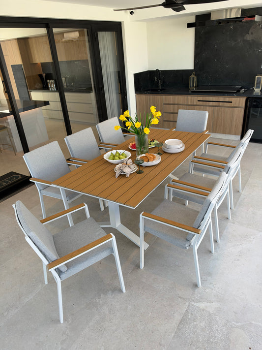 Theodore 2m dining table and 8 chairs