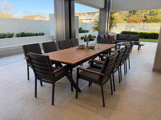 Costello Teak 2.6m Outdoor Dining Set – 10 Seater