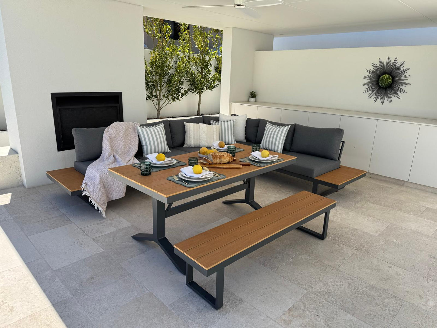 Theodore aluminium outdoor dining lounge GREY