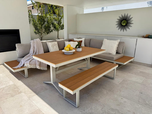 Theodore Aluminium Outdoor Dining Lounge WHITE
