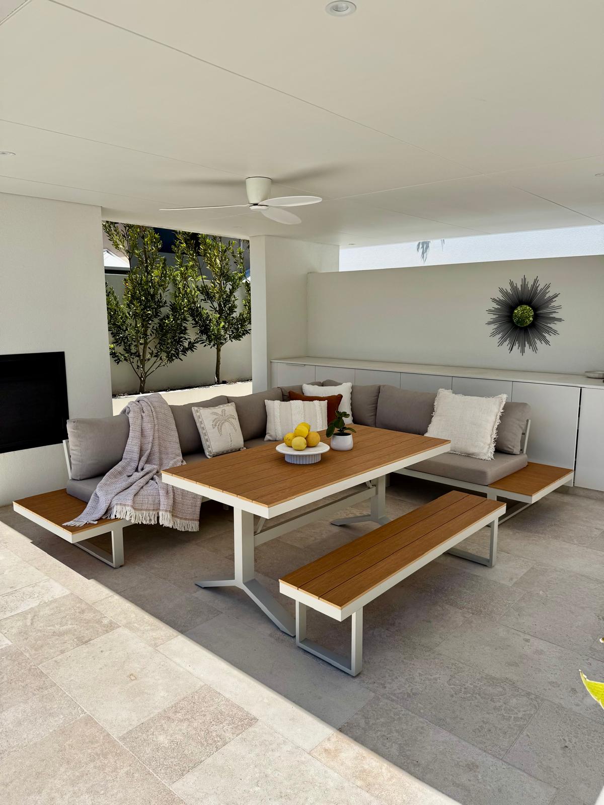 Theodore Aluminium Outdoor Dining Lounge WHITE