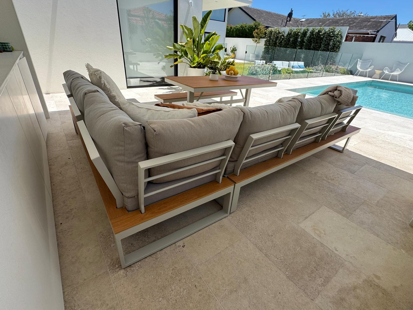 Theodore Aluminium Outdoor Dining Lounge WHITE