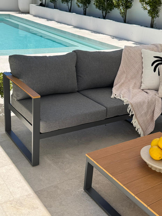 Jordan aluminium outdoor sofa and coffee table GREY