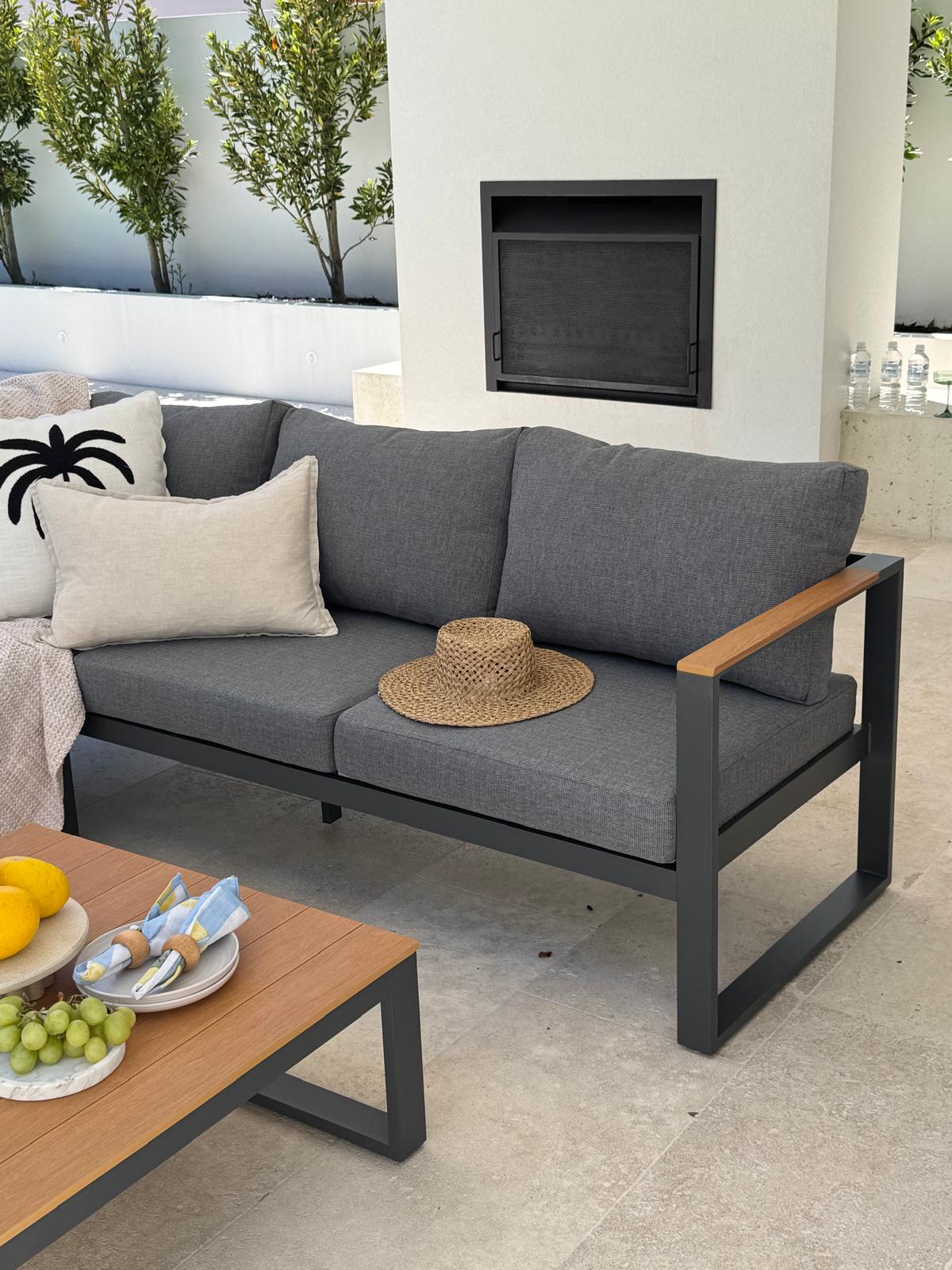 Jordan aluminium outdoor sofa and coffee table GREY