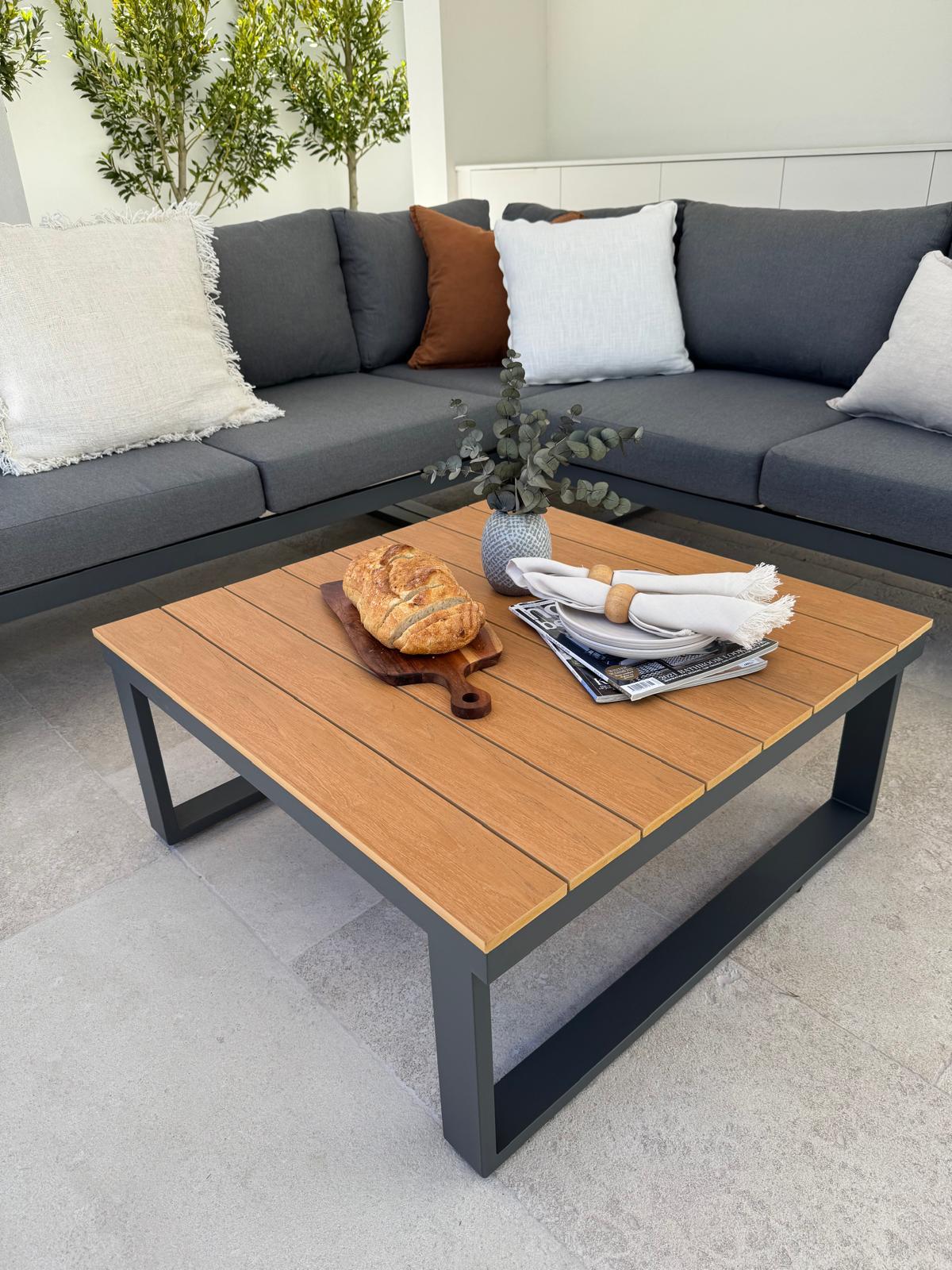 Theodore aluminium outdoor lounge & coffee table GREY